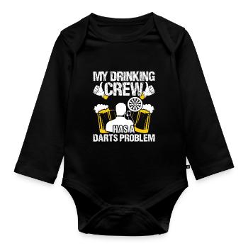 Dart Dartspieler Dartspiel Herren - Baby Bio-Langarm-Body - Schwarz - Vorne