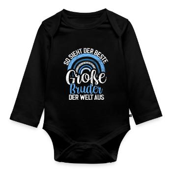 Big Brother Baby Lover Older Sibling - Organic Longsleeve Baby Bodysuit - black - Front