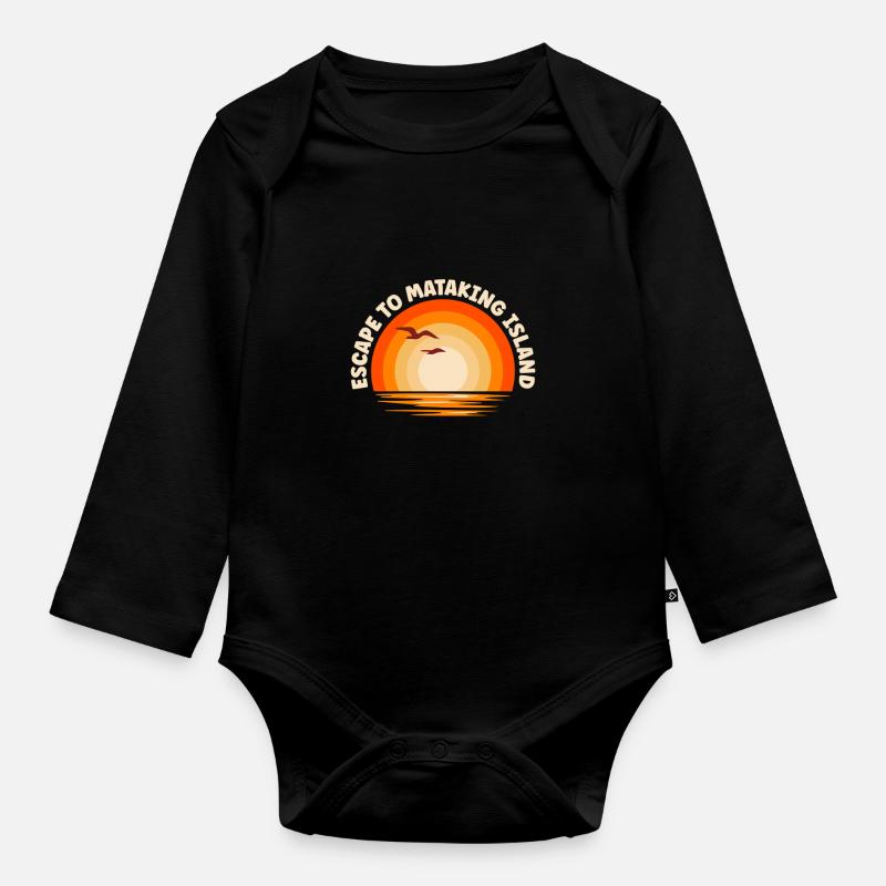 Je fuis vers l’île de Mataking - Body Bébé bio manches longues - noir