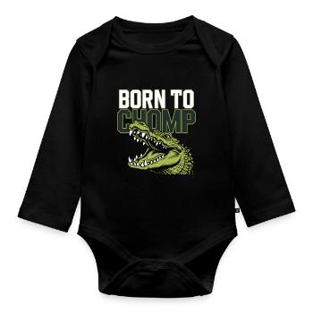 Alligator Crocodile Reptile Enthusiast Swamp - Organic Longsleeve Baby Bodysuit - black - Front