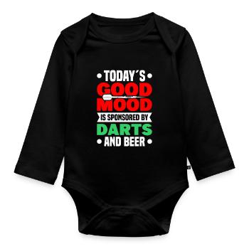 Dart Dartspieler Dartspiel Herren - Baby Bio-Langarm-Body - Schwarz - Vorne