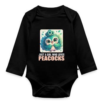 Paons Paon - Body Bébé bio manches longues - noir - Devant