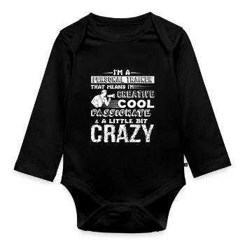Personal Trainer Cool Personal Trainer - Organic Longsleeve Baby Bodysuit - black - Front