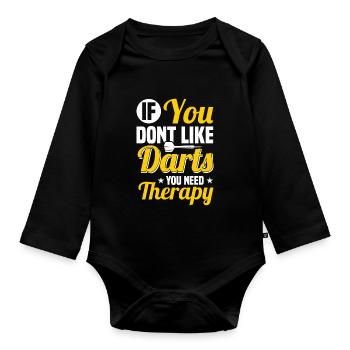 Dart Dartspieler Dartspiel Herren - Baby Bio-Langarm-Body - Schwarz - Vorne