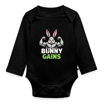 Fitness Bunny Fitness -workout Rabbit Bodybuilding - Baby Bio-Langarm-Body - Schwarz - Vorne
