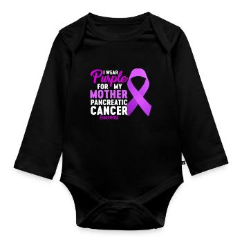 Je porte du violet pour ma mère Ruban violet - Body Bébé bio manches longues - noir - Devant