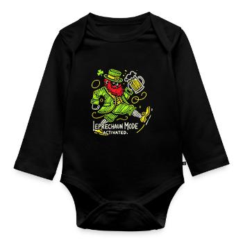 Leprechaun Mode Activates St. Patrick's Day Fun - Organic Longsleeve Baby Bodysuit - black - Front
