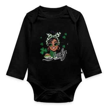 La Saint-Patrick ma fille, je suis heureuse aujourd’hui - Body Bébé bio manches longues - noir - Devant