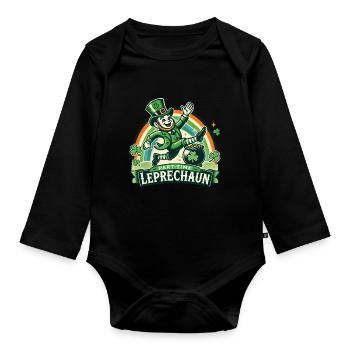 St. Patrick's Day Part-Time Leprechaun - Organic Longsleeve Baby Bodysuit - black - Front