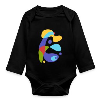 vintage abstract creature - Organic Longsleeve Baby Bodysuit - black - Front