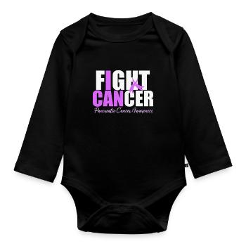 Combattre le cancer du pancréas Tumeur exocrine - Body Bébé bio manches longues - noir - Devant