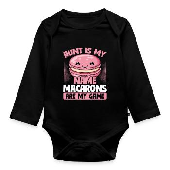 Macaron Baker Chef pâtissier Amateur de macarons - Body Bébé bio manches longues - noir - Devant