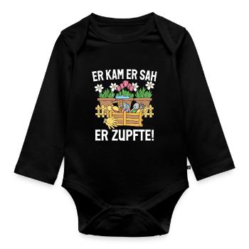 Gärtner Pflanzen Gartenarbeit Gartenbau - Baby Bio-Langarm-Body - Schwarz - Vorne