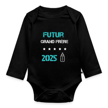 Future big brother 2025 bottle announcement pregnancy - Organic Longsleeve Baby Bodysuit - black - Front