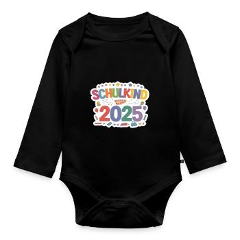 School Child 2025 School Enrollment Back to School - Organic Longsleeve Baby Bodysuit - black - Front