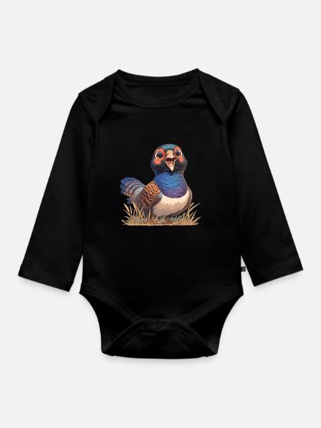 Fasane Fasan - Baby Bio-Langarm-Body - Schwarz