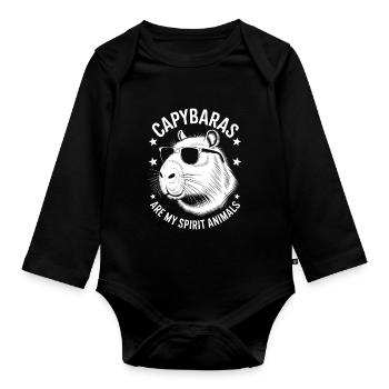Capybara Spruch Lustiges Capybara Geschenk - Baby Bio-Langarm-Body - Schwarz - Vorne