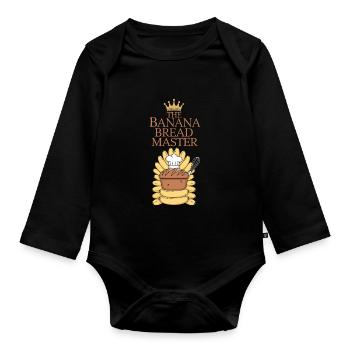 Banana Bread Lover Baking Enthusiast Cozy - Organic Longsleeve Baby Bodysuit - black - Front