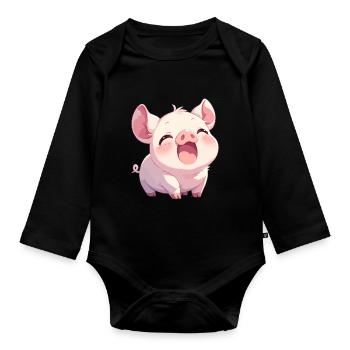Schweine Schwein - Baby Bio-Langarm-Body - Schwarz - Vorne
