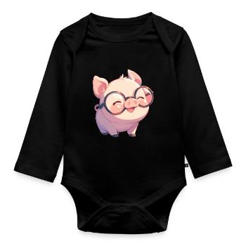 Schweine Schwein - Baby Bio-Langarm-Body - Schwarz - Vorne