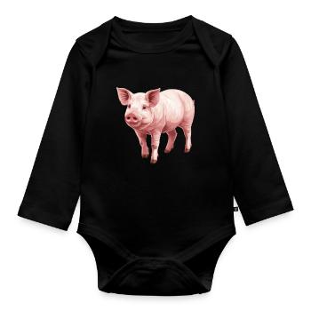 Schweine Schwein - Baby Bio-Langarm-Body - Schwarz - Vorne