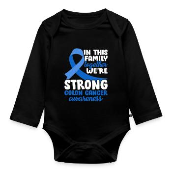 Family Together Blaues Band Kolorektaler Dickdarm - Baby Bio-Langarm-Body - Schwarz - Vorne