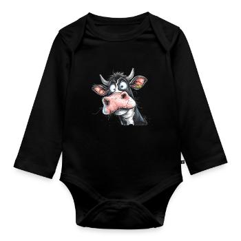 Drôle de vache - Body Bébé bio manches longues - noir - Devant