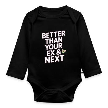 Better Than Your Ex & Next Breakup Single Party - Organic Longsleeve Baby Bodysuit - black - Front