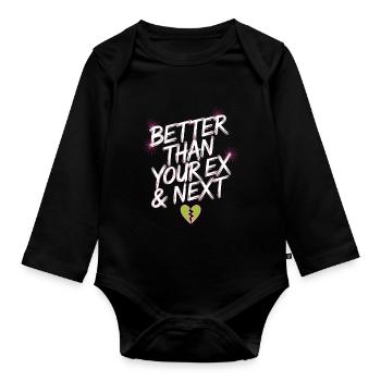 Better Than Your Ex & Next Breakup Single Party - Organic Longsleeve Baby Bodysuit - black - Front