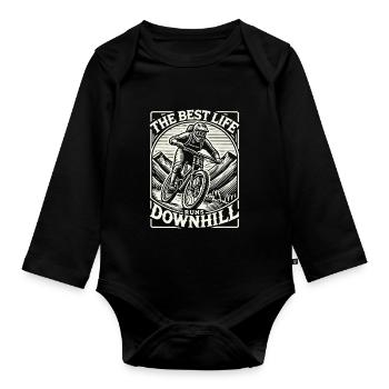 Bike Downhill Adventurer Retro Style - Organic Longsleeve Baby Bodysuit - black - Front