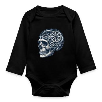 Bicycle Enthusiast Skull Gears - Organic Longsleeve Baby Bodysuit - black - Front