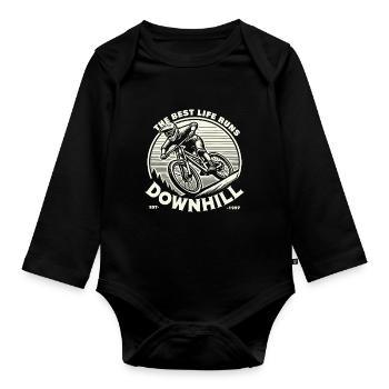 Bike: The Best Life Runs Downhill - Organic Longsleeve Baby Bodysuit - black - Front