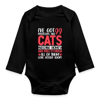 J’ai 99 problèmes et chats Funny Cats Rescue - Body Bébé bio manches longues - noir - Devant