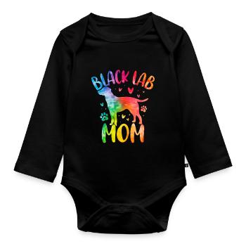 Black Lab Mom Labrador Retriever Dog Tie Dye - Organic Longsleeve Baby Bodysuit - black - Front