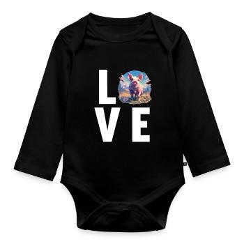 Schweine Schwein - Baby Bio-Langarm-Body - Schwarz - Vorne