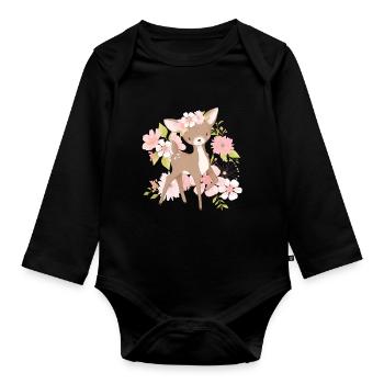 Fleurs Fauve - Body Bébé bio manches longues - noir - Devant