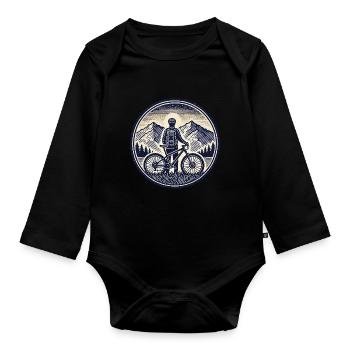 Mountain Bike Adventure Bike Mountains Retro - Organic Longsleeve Baby Bodysuit - black - Front