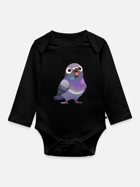 Tauben Taube - Baby Bio-Langarm-Body - Schwarz