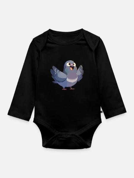 Tauben Taube - Baby Bio-Langarm-Body - Schwarz