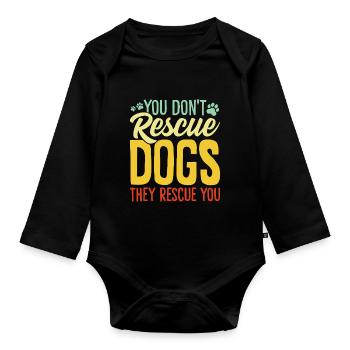 Vous ne sauvez pas les chiens patte adopter rétro chiot chien - Body Bébé bio manches longues - noir - Devant