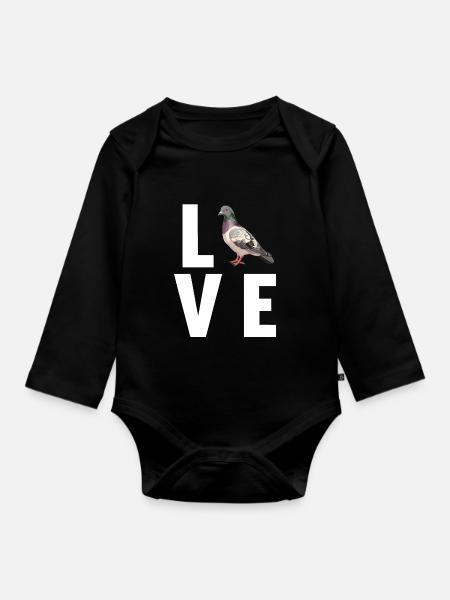 Tauben Taube - Baby Bio-Langarm-Body - Schwarz