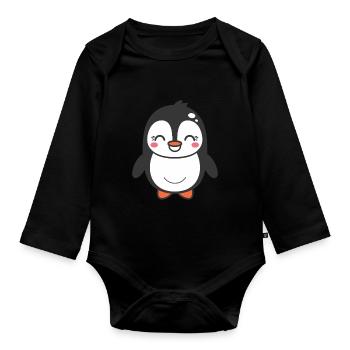 penguin - Organic Longsleeve Baby Bodysuit - black - Front