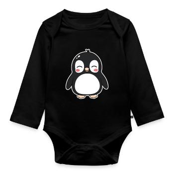 penguin - Organic Longsleeve Baby Bodysuit - black - Front