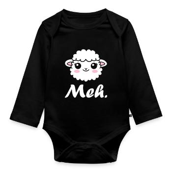 sheep - Organic Longsleeve Baby Bodysuit - black - Front