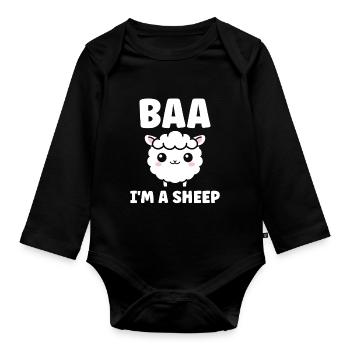 sheep - Organic Longsleeve Baby Bodysuit - black - Front