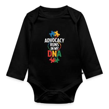 Frères et sœurs autistes - Body Bébé bio manches longues - noir - Devant