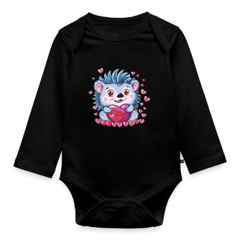 Verliebter Igel mit Herz - Baby Bio-Langarm-Body - Schwarz - Vorne
