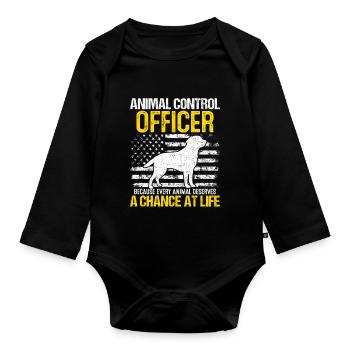 Animal Control Officer USA Flag Pet Rescue Animal - Organic Longsleeve Baby Bodysuit - black - Front