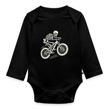 Skeleton On Bike Mountain Bike Adventure - Organic Longsleeve Baby Bodysuit - black - Front