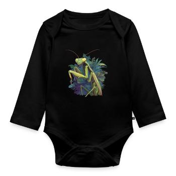 Praying mantises Praying mantis - Organic Longsleeve Baby Bodysuit - black - Front